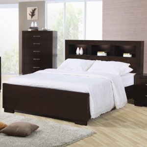 200719 Jessica Queen Size Platform Bed in Light Cappuccino finish