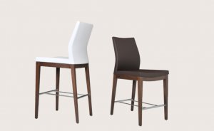 Pasha Wood Counter or Bar Stool in Leatherette