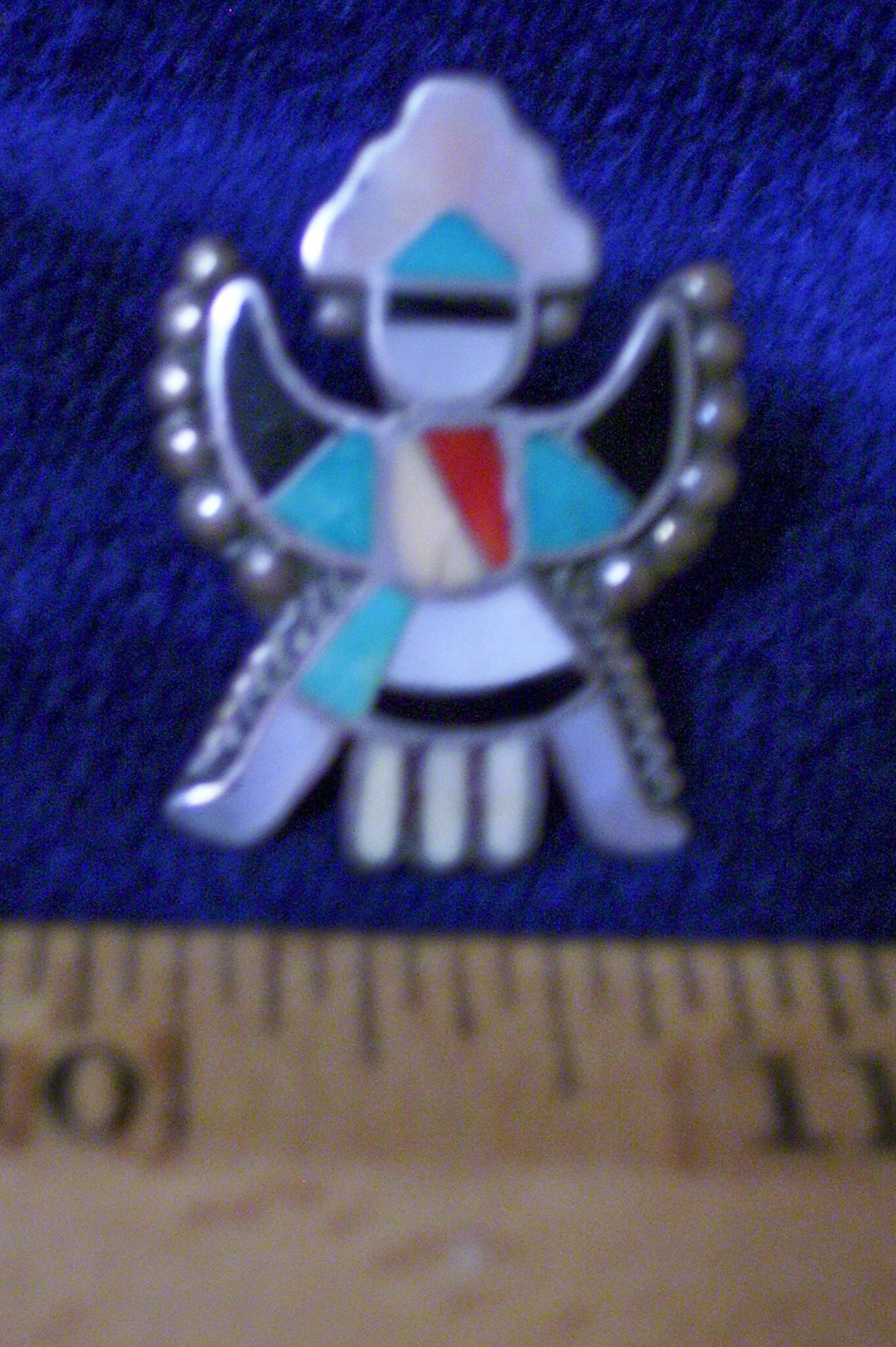 Native American Kachina Turquoise Coral Onyx Silver Mother of Pearl Ring Pawn Family Collection