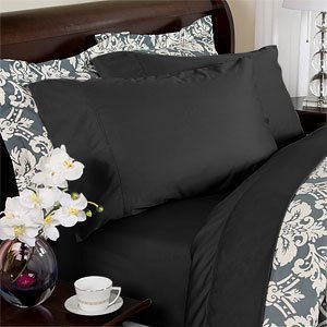 Deep Pocket Black Fitted Sheet 600TC Queen Size 100% Egyptian Cotton