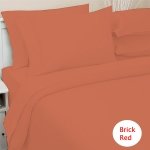 Deep Pocket Brick Red Fitted Sheet 600TC Queen Size 100% Egyptian Cotton
