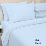 Deep Pocket Sky Blue Fitted Sheet 600TC Queen Size 100% Egyptian Cotton