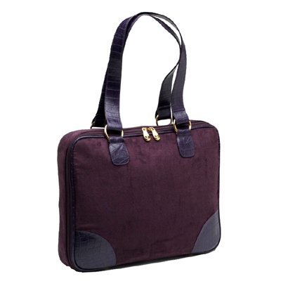 Eggplant (Dark Purple) Faux Suede Slim-Line 17" Widescreen Laptop Bag by Mango Tango