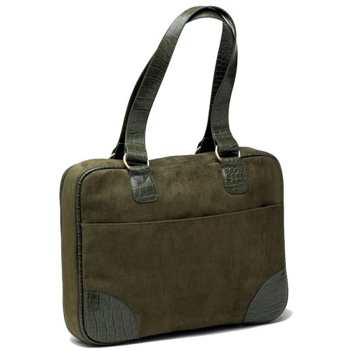 Olive (Green) Faux Suede Slim-Line 17" Widescreen Laptop Bag by Mango Tango