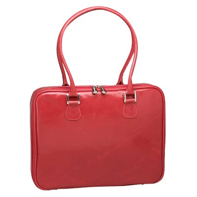 Red Distressed Faux Leather Laptop Bag by Mango Tango