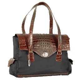 The Ives Laptop Bag in Brandy Leather (Brown Mock Croc) by Frances & Grace