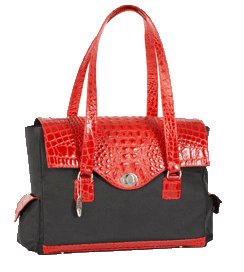 The Ives Laptop Bag in Crimson Leather (Red Mock Croc) by Frances & Grace