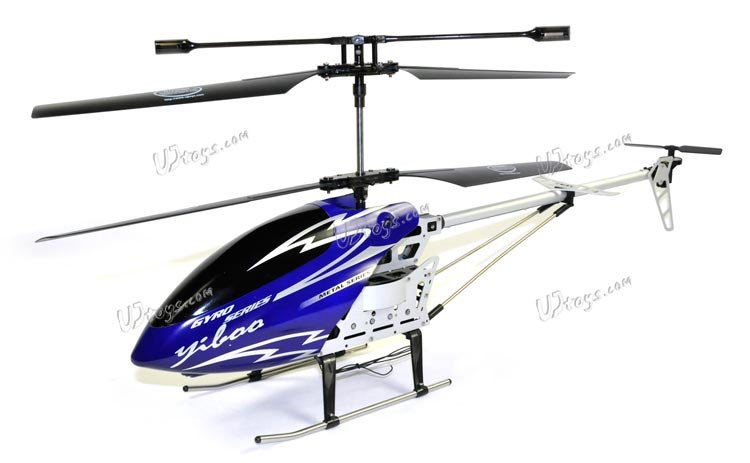 Yiboo UJ317 Finback 3.5 Channel Flash Light 30" RC Helicopter w/ Gyro - Blue (Large)(UJ317_B)