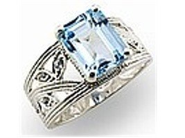 Aquamarine CZ w/ Wide Band