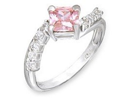 Twisted Pink Square CZ Ring