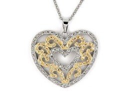 Two Tone Heart Necklace