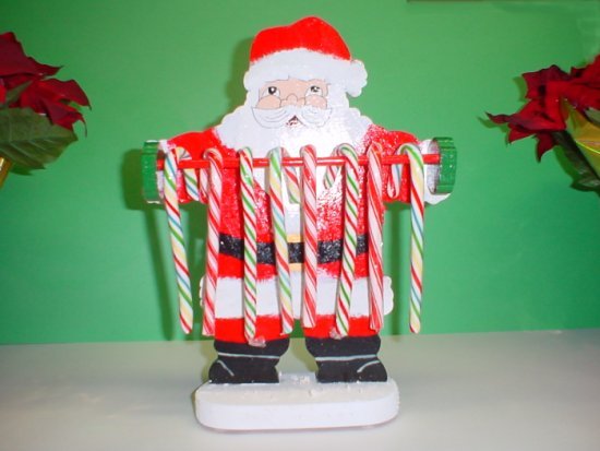 Wooden Santa Claus Candycane Holder