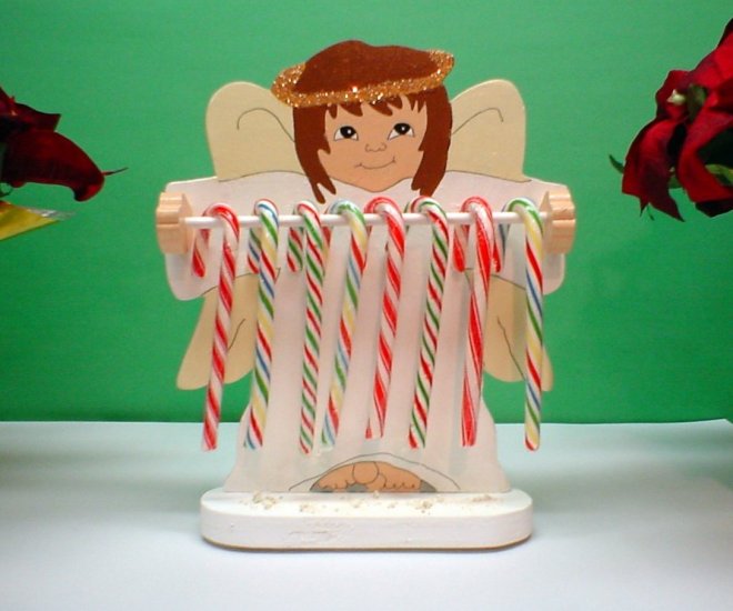Wooden Angel Candycane Holder