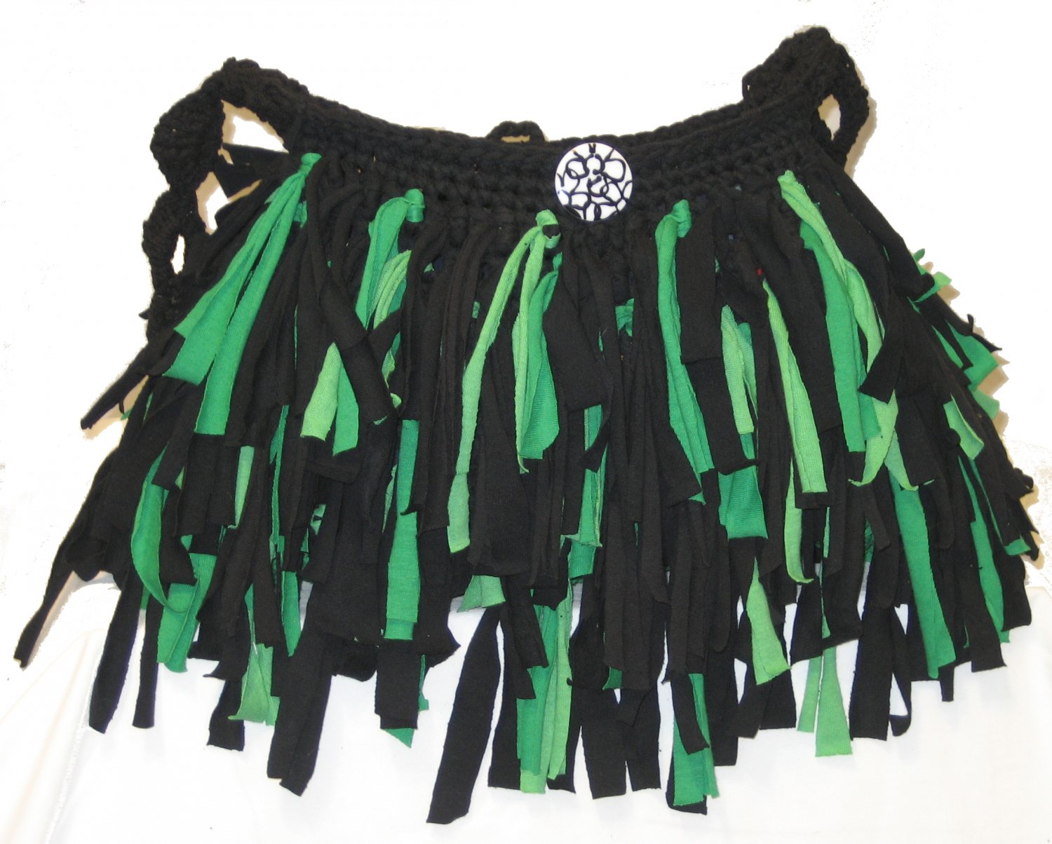 Boho Shag Bag Green and Black size medium