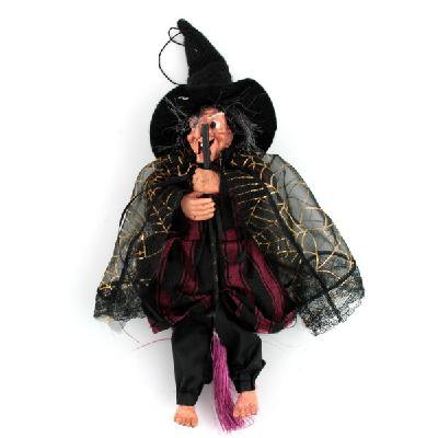 Magic laughing Witch Broom w/ LED Eyes Halloween Toy for Kids free shipping