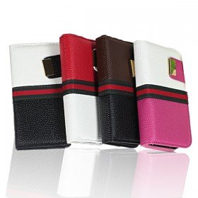 2 in 1 Double Tone Leather Cover with Detachable Back Skin Case for iPhone 4 / 4S