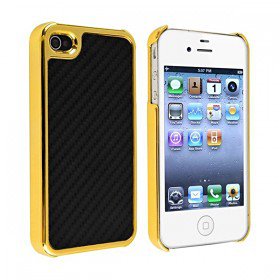 Fiber Style Metal Chrome Side Case Cover for Apple iPhone 4S / 4