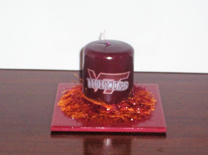 Hand Decorated Virginia Tech Hokies Candle