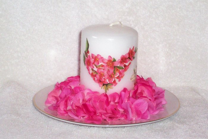 Flowered Candle with Decorated Holder