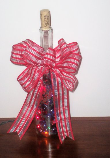 Lighted Bottle with Glass Beads