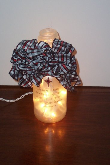Lighted Glass Bottle Decorated with Scripture
