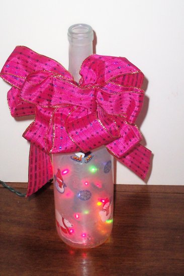 Festive Christmas Lighted Wine Bottle