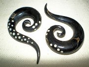 Black Horn Spirals w/ Paua Shell & White Bone Inlay
