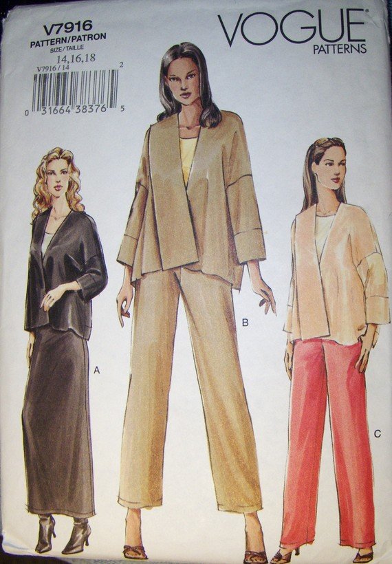 Reserved for Cate Easy Vogue Pattern V7916, , Size 14, 16, 18, Bust 36, 38, 40, UNCUT