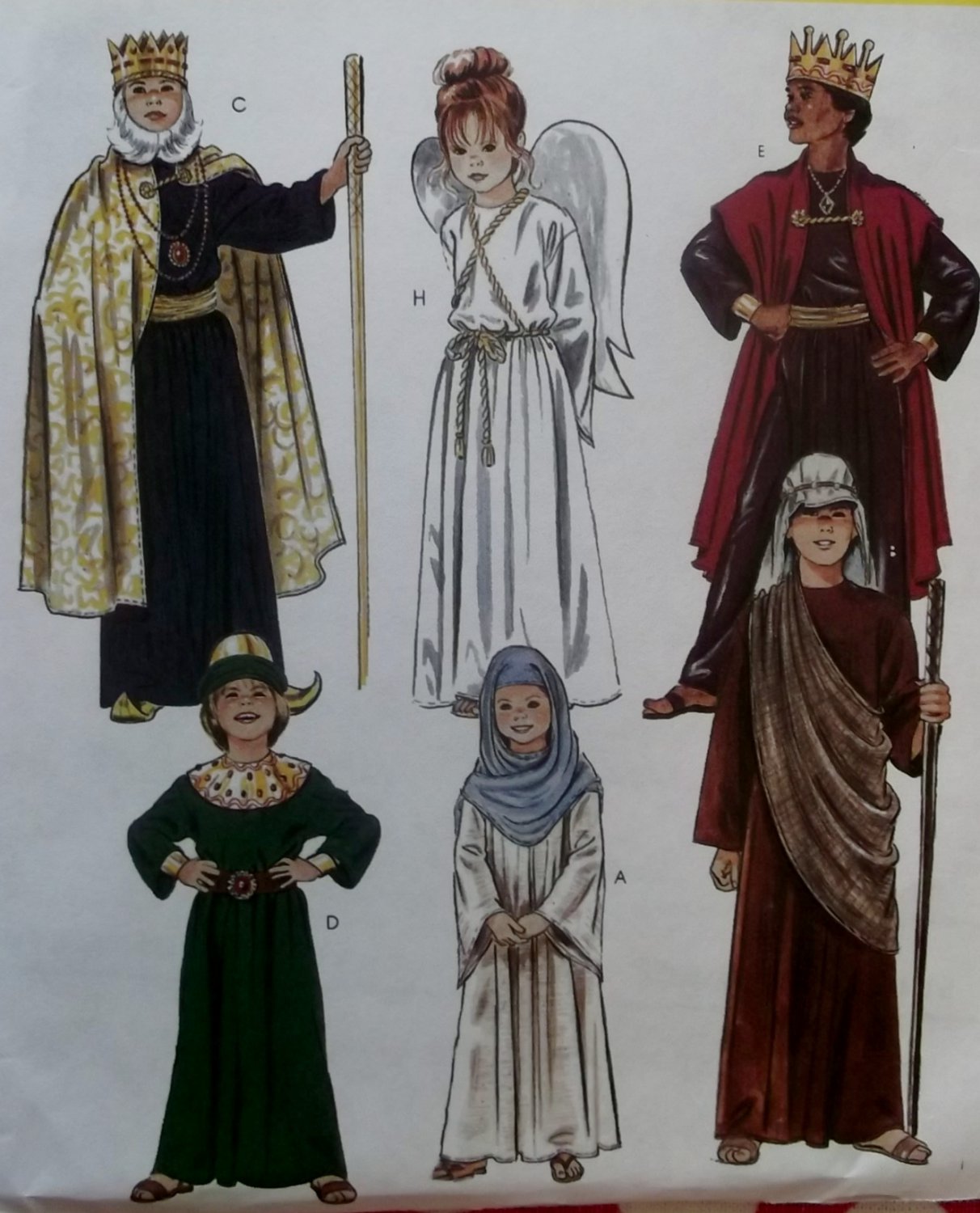 Mccalls 2340 Childs Nativity Costumes, Mary, Joseph, 3 Kings, Angel, Shepherd, Sizes 6, 8, UNCUT