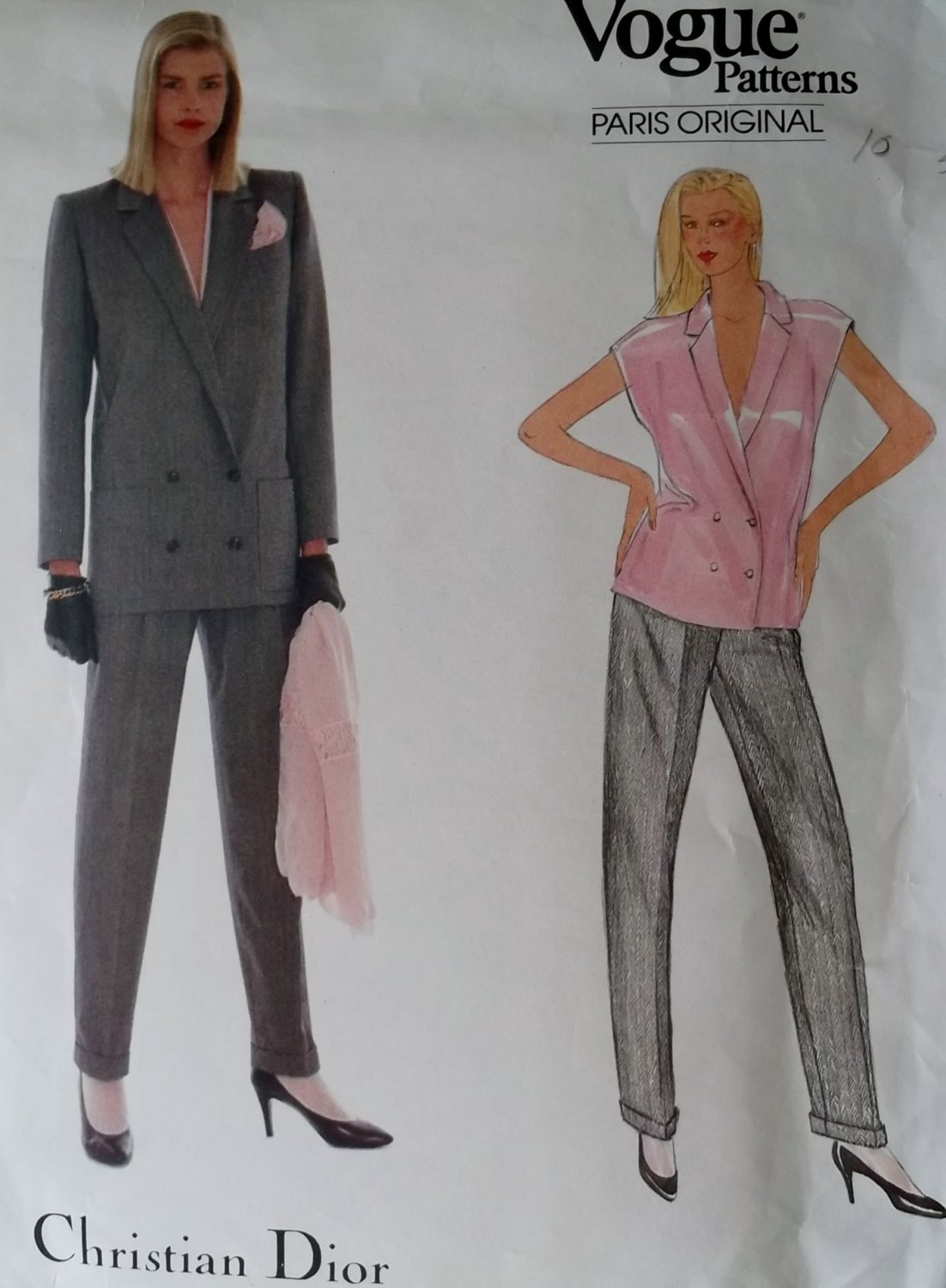 Vogue 1073 Paris Original Christian Dior Designer Misses' Jacket, Pants and Blouse, size 10 Uncut