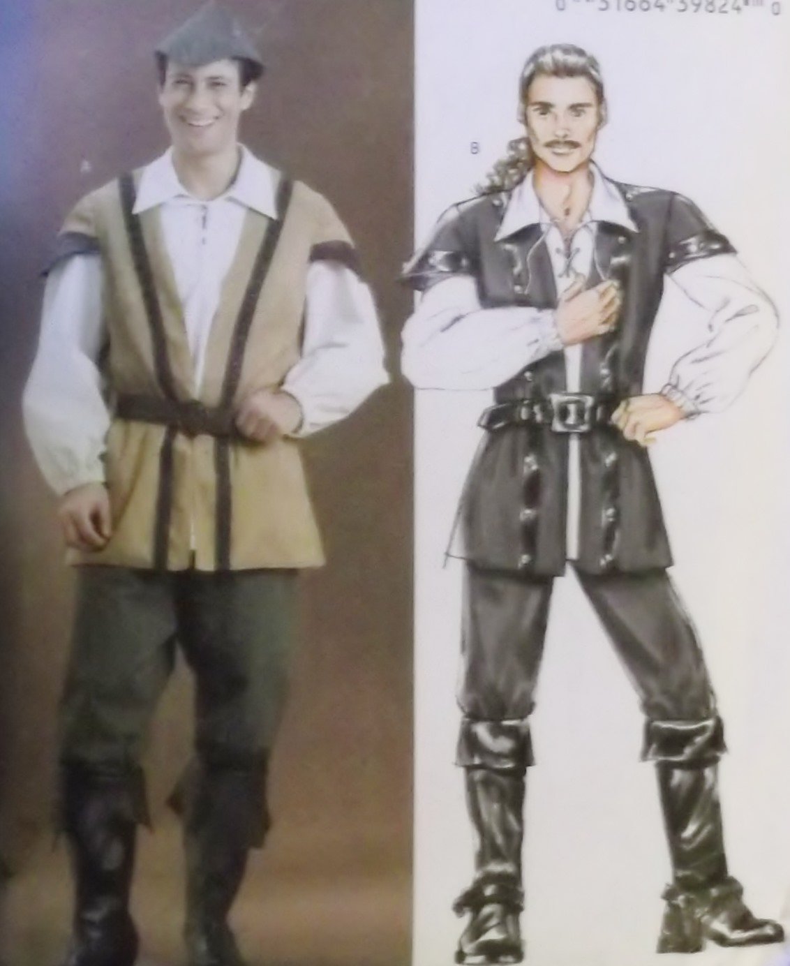Butterick B4574 Mens Robin Hood, Pirate Costume Pattern, Size XN Xlg Xxl Xxxl, Uncut