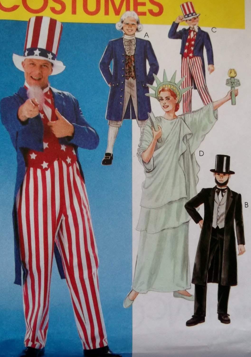 Adult Patriotic Costumes, McCall's Pattern M 6143, Size Med, UNCUT