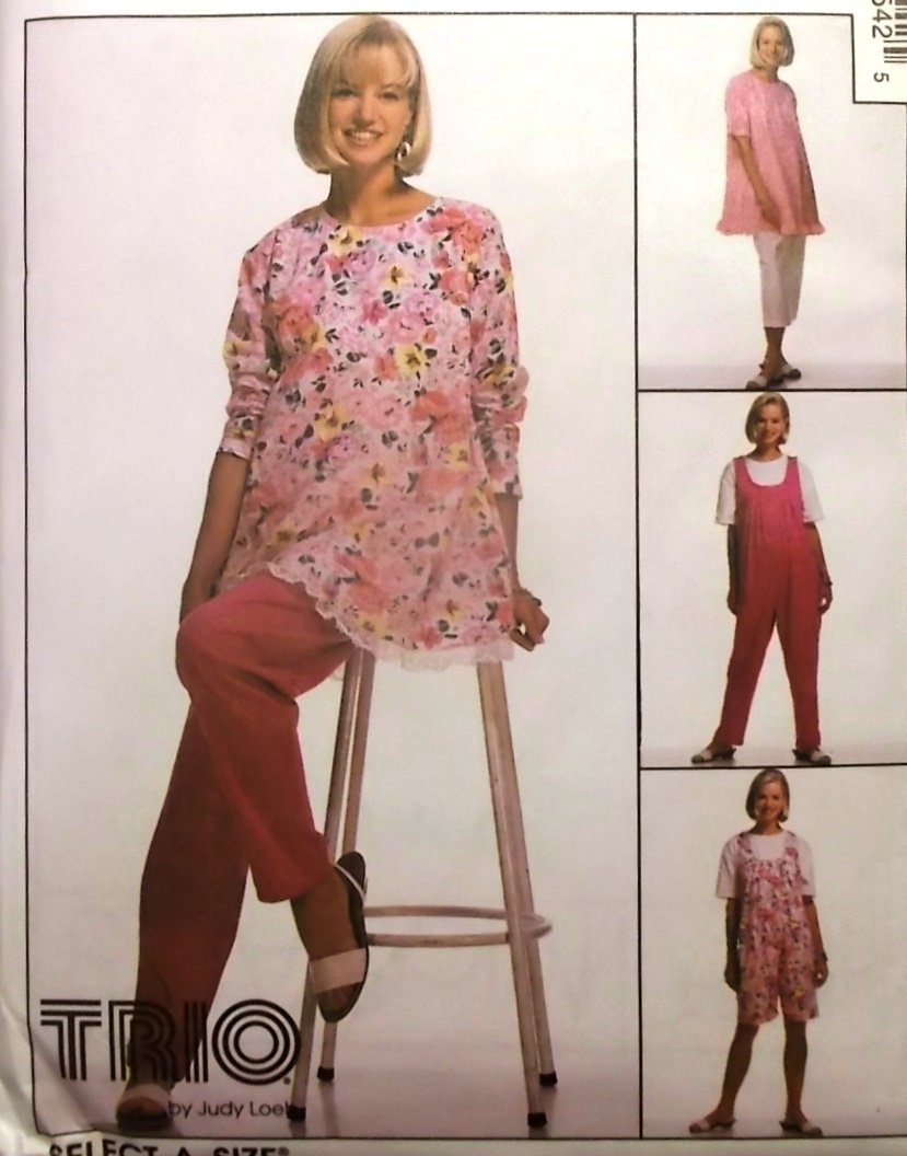 McCalls 8654 Misses' Maternity Tunic Jumpsuit Pants Pattern, Sz 8, 10, 12, Uncut