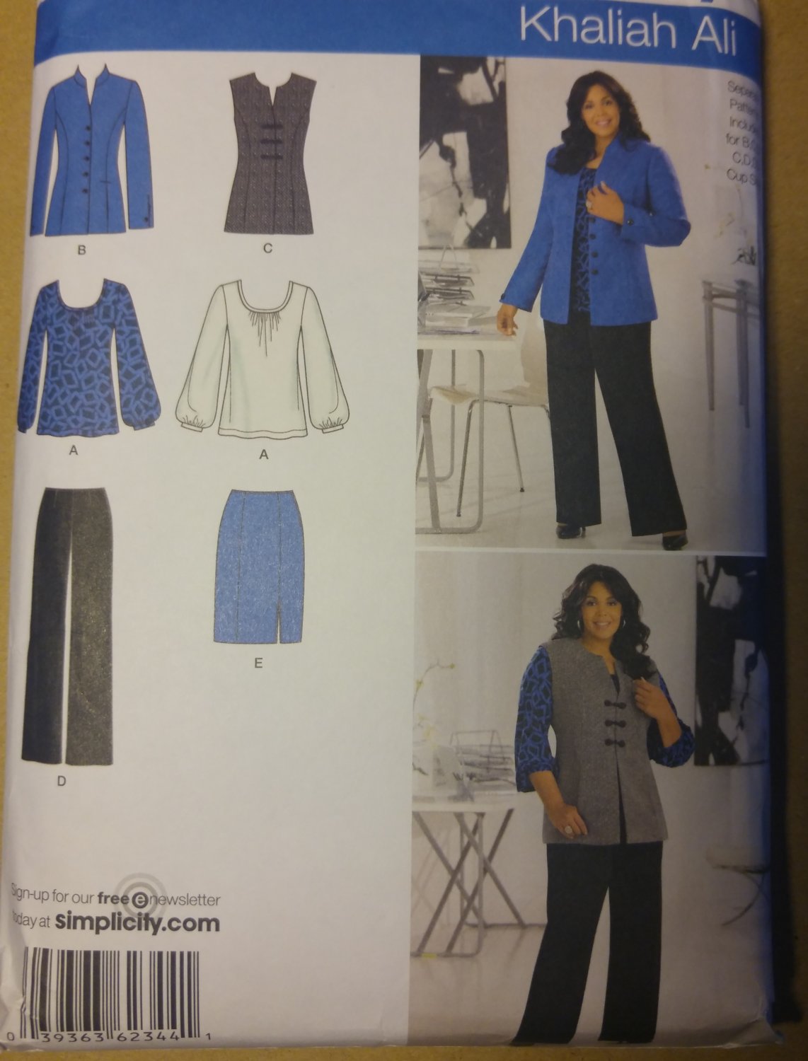 Women's Pants Skirt Jacket or Vest Knit Top Simplicity 2344 Pattern, Plus Size 20W to 28W, Uncut