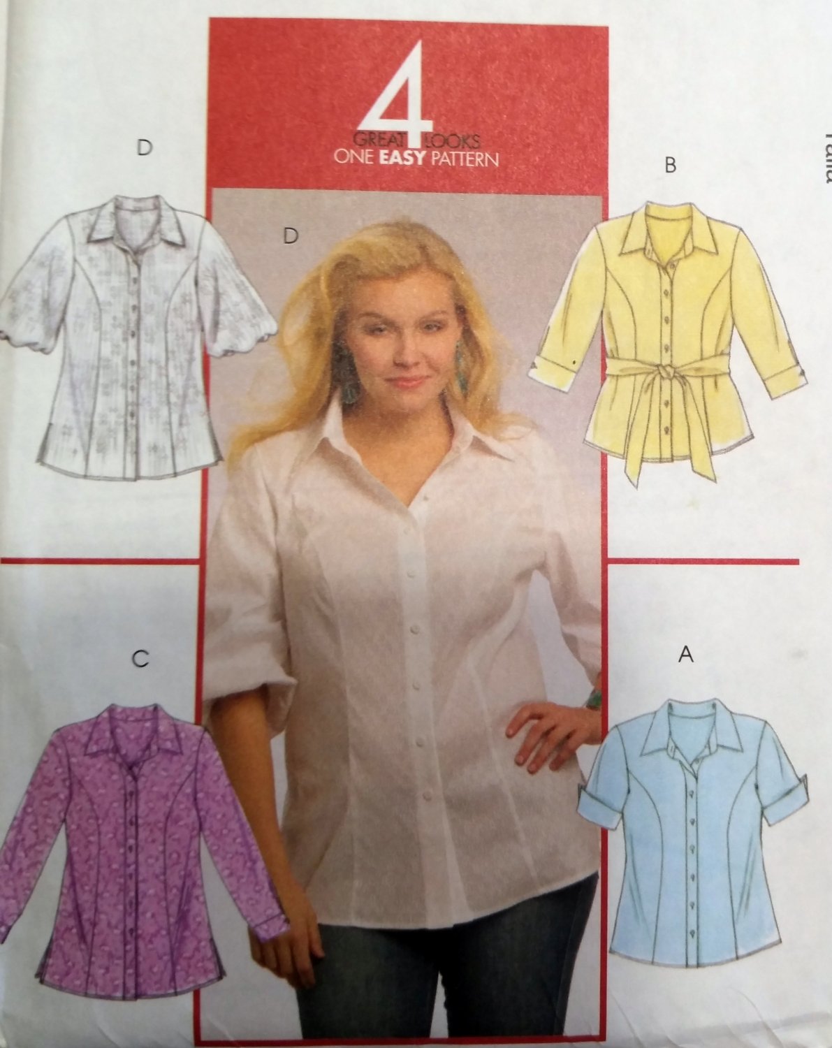 Women's Shirts In 2 Lengths & Belt McCalls M 5673 Pattern, Plus Size 26/w to 32W, UNCUT
