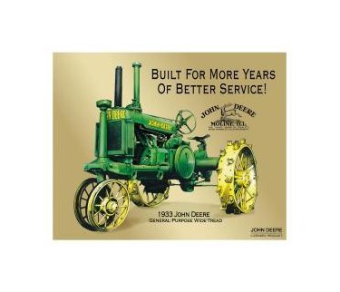 John Deere - 1933 General Purpose Wide Tread Tin Sign