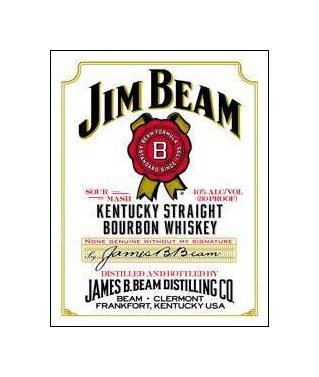 Jim Beam Whiskey - White Label Tin Sign