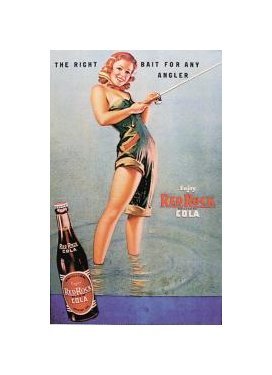 Red Rock Cola - Girl Fishing Tin Sign