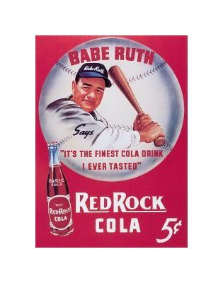 Red Rock Cola - Babe Ruth Tin Sign