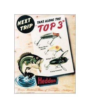 Fishing - Heddon Top 3 Tin Sign