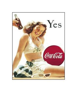 Coca Cola - Yes, Coca Cola Girl White Bathing Suit Tin Sign
