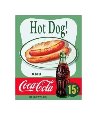 Coca Cola - Enjoy Coca Cola with a Hot Dog Tin Sign