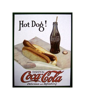 Coca Cola - Coke with a Hot Dog Tin Sign