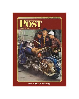 Saturday Evening Post - Motorcycle Cover - Isn't She a Beauty Tin Sign