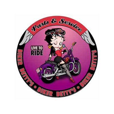 Betty Boop - Biker Betty's - Parts & Service - Live to Ride Round Tin Sign