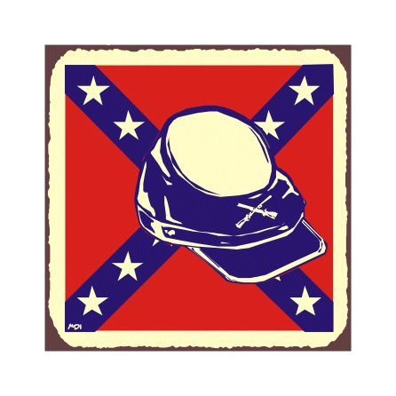 Rebel Hat with Color - Metal Art Sign
