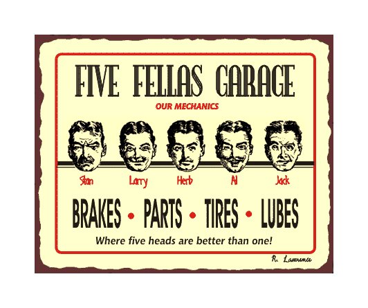 Five Fellas Garage - Metal Art Sign