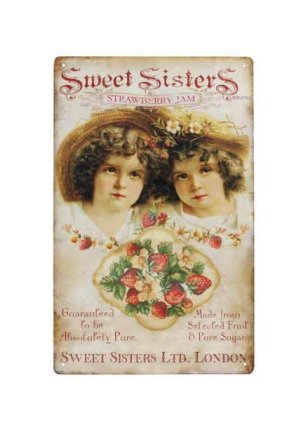Sweet Sisters Strawberry Jam Tin Sign