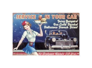 Service in Your Car Tin Sign