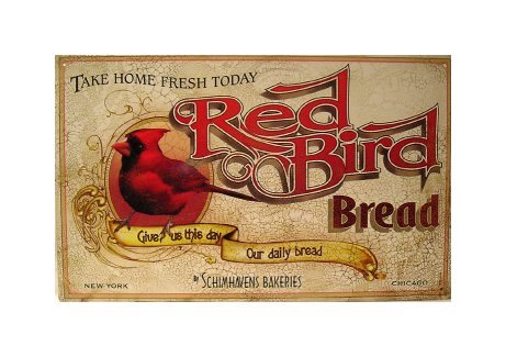 Red Bird Bread Tin Sign
